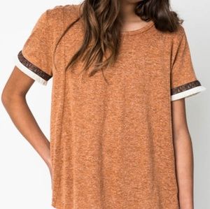 Hayden L.A girls camel brown tribal print top